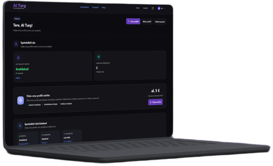 AI Turg desktop dashboard