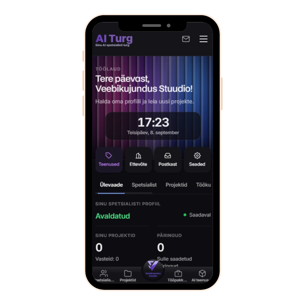 AI Turg mobile view